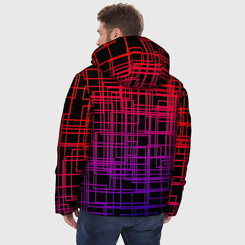 Мужская зимняя куртка Кривая клетка / 3D-Красный – фото 4