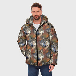 Куртка зимняя мужская Волки Wolfs паттерн, цвет: 3D-черный — фото 2