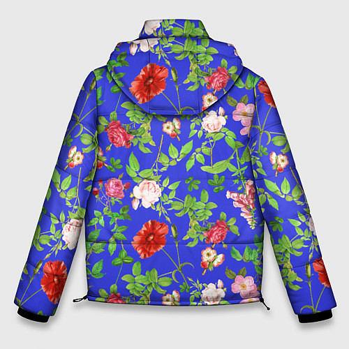 Мужская зимняя куртка Цветочки - синий фон - паттерн / 3D-Светло-серый – фото 2