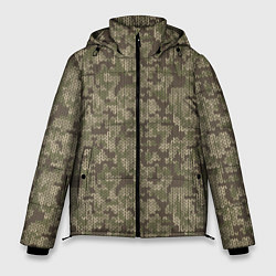 Куртка зимняя мужская Вязаный Лесной Камуфляж, цвет: 3D-черный