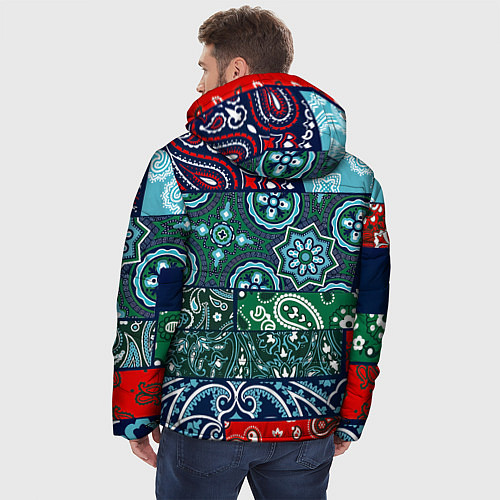 Мужская зимняя куртка Лоскуты Бандан / 3D-Красный – фото 4