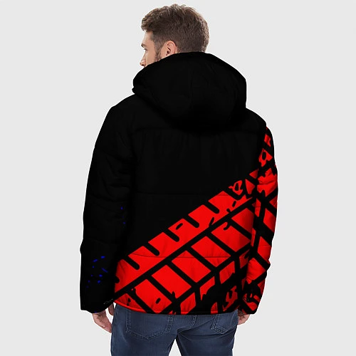 Мужская зимняя куртка SUZUKI следы шин / 3D-Красный – фото 4
