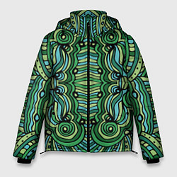 Куртка зимняя мужская Абстракция Калейдоскоп Зеленый, голубой и черный ц, цвет: 3D-светло-серый