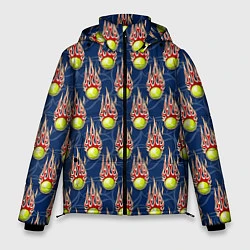 Куртка зимняя мужская Теннисные мячики в огне, цвет: 3D-красный