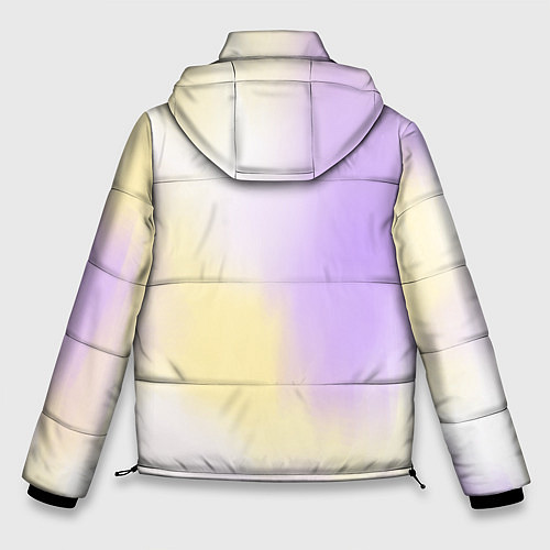 Мужская зимняя куртка Акварельный принт с желтым и фиолетовым цветами / 3D-Светло-серый – фото 2