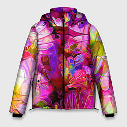 Куртка зимняя мужская Красочный цветочный паттерн Floral pattern, цвет: 3D-красный