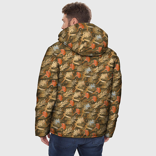 Мужская зимняя куртка Гвоздики, золотой лавр, ленточки / 3D-Красный – фото 4