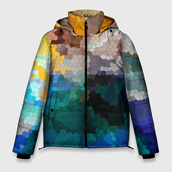 Куртка зимняя мужская Осенний мозаичный узор, цвет: 3D-светло-серый