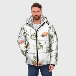 Куртка зимняя мужская Цветы Цитрусовых Мандарин, цвет: 3D-черный — фото 2