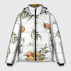 Куртка зимняя мужская Цветы и Мандарин, цвет: 3D-черный