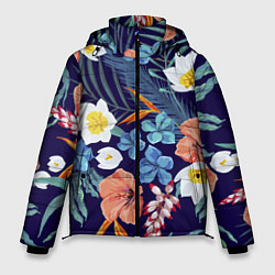 Куртка зимняя мужская Цветы Экзотические, цвет: 3D-светло-серый