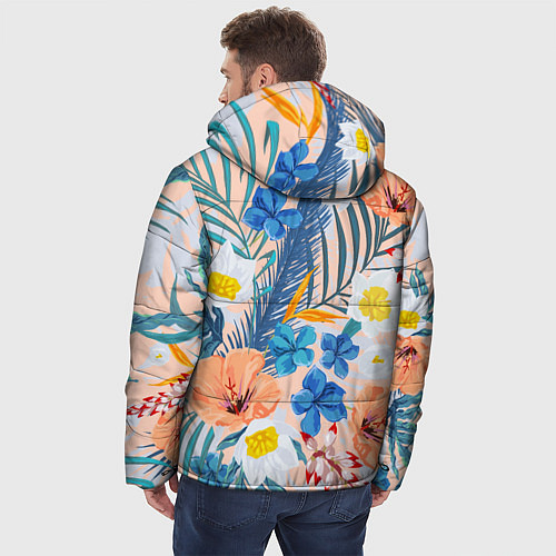 Мужская зимняя куртка Цветы Яркие Тропические / 3D-Красный – фото 4