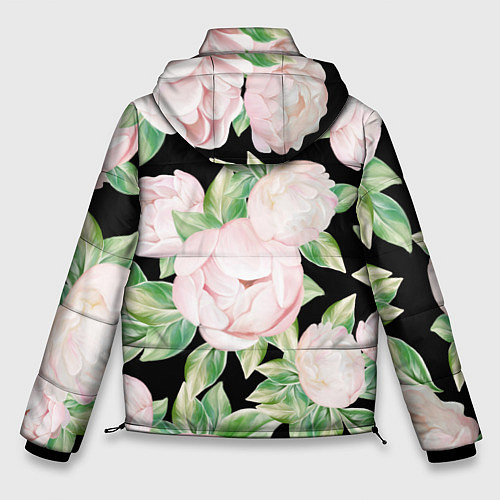 Мужская зимняя куртка Цветы Нарисованные Пионы / 3D-Светло-серый – фото 2