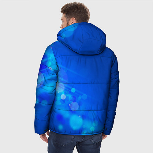 Мужская зимняя куртка Блики на синем фоне / 3D-Красный – фото 4
