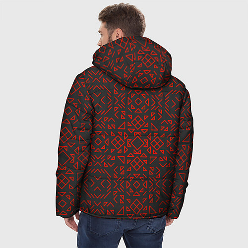 Мужская зимняя куртка КРАСНЫЕ ЛИНИИ ПАТТЕРН / 3D-Красный – фото 4