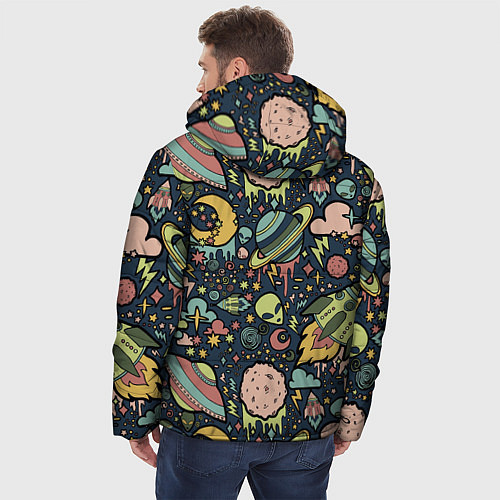 Мужская зимняя куртка Космос планеты / 3D-Светло-серый – фото 4