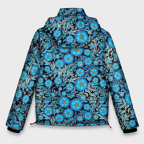 Мужская зимняя куртка Поле синих цветов / 3D-Светло-серый – фото 2