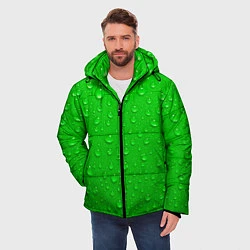 Куртка зимняя мужская Зеленый фон с росой, цвет: 3D-светло-серый — фото 2