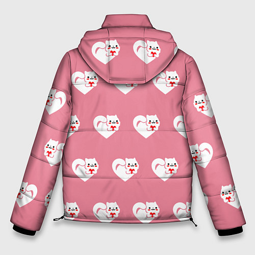 Мужская зимняя куртка Орнамент сердце кот / 3D-Светло-серый – фото 2