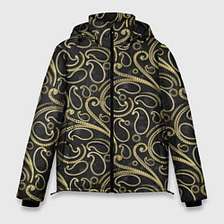 Куртка зимняя мужская Золотистые узоры, цвет: 3D-красный