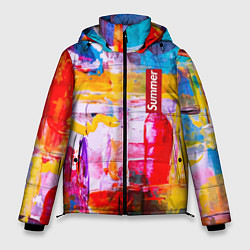 Куртка зимняя мужская Импрессионизм Лето Абстракция Impressionism Summer, цвет: 3D-красный