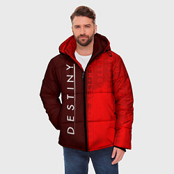 Куртка зимняя мужская ДЕСТИНИ 2 в красных тонах и паттерном на фоне, цвет: 3D-черный — фото 2