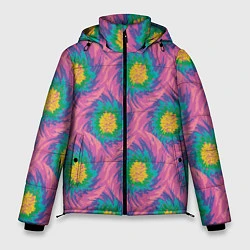 Куртка зимняя мужская Тай-дай, яркие пятна, цвет: 3D-светло-серый