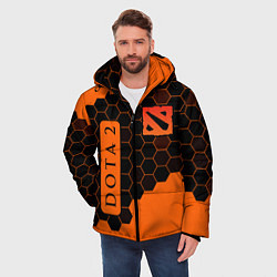 Куртка зимняя мужская ДОТА 2 на фоне узоров из сот, цвет: 3D-черный — фото 2