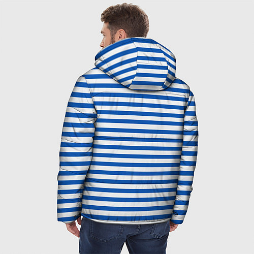 Мужская зимняя куртка Морская тельняшка - бело-синие полосы и якорь / 3D-Светло-серый – фото 4