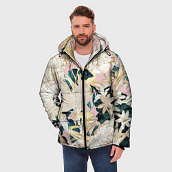 Куртка зимняя мужская Цветы Королевский Цветочный Узор, цвет: 3D-черный — фото 2