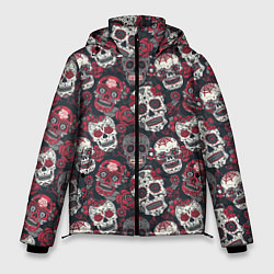 Куртка зимняя мужская День мертвых Черепа Мексика, цвет: 3D-черный