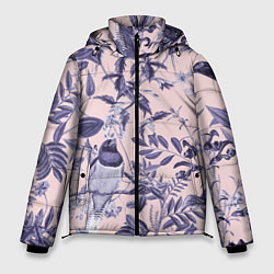 Куртка зимняя мужская Цветы Флизелиновые Тропики, цвет: 3D-светло-серый