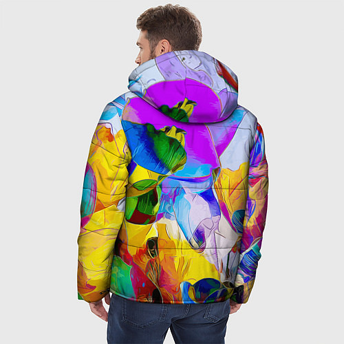Мужская зимняя куртка Цветы Буйство красок Flowers Riot of colors / 3D-Красный – фото 4