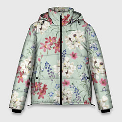 Куртка зимняя мужская Цветы Зефирантес и Магнолии, цвет: 3D-светло-серый