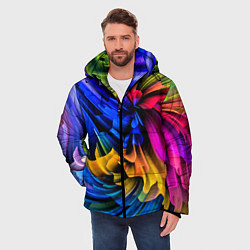 Куртка зимняя мужская Абстрактная неоновая композиция Abstract neon comp, цвет: 3D-светло-серый — фото 2