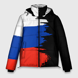 Мужская зимняя куртка Российский триколор на темном фоне
