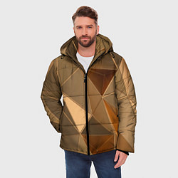 Куртка зимняя мужская Золотые 3D треугольники, цвет: 3D-светло-серый — фото 2