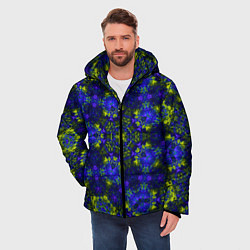 Куртка зимняя мужская Абстрактный зелено-синий узор Звезда, цвет: 3D-красный — фото 2