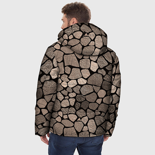 Мужская зимняя куртка Черно-коричневая текстура камня / 3D-Красный – фото 4