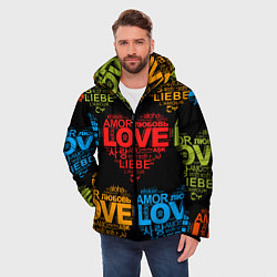 Куртка зимняя мужская Love, Amor, Любовь - Неон версия, цвет: 3D-светло-серый — фото 2