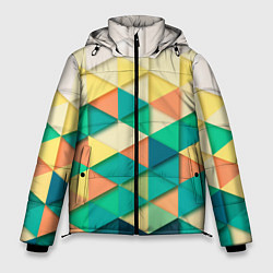 Куртка зимняя мужская Цветные объемные треугольники, цвет: 3D-черный