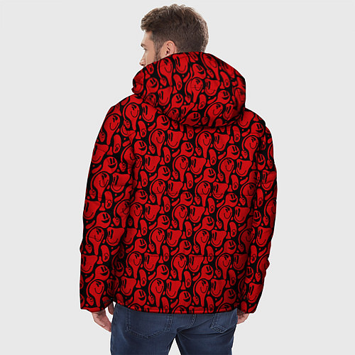 Мужская зимняя куртка Красные психоделический смайлы / 3D-Светло-серый – фото 4