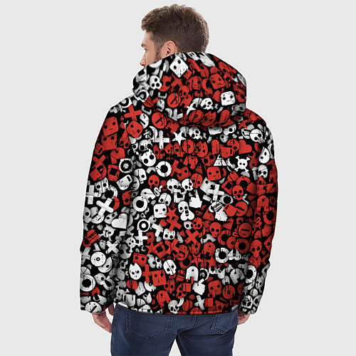 Мужская зимняя куртка Красно-белые знаки LDR / 3D-Красный – фото 4