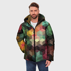 Куртка зимняя мужская Разноцветный геометрический узор 3D, цвет: 3D-светло-серый — фото 2