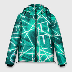 Мужская зимняя куртка Неоновые лучи и неоновые надписи - Светло-зелёный
