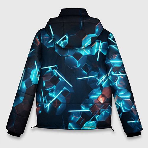 Мужская зимняя куртка Неоновые фигуры с лазерами - Голубой / 3D-Светло-серый – фото 2
