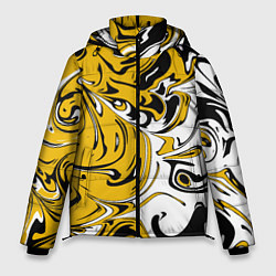 Куртка зимняя мужская Черно-желтые разводы, цвет: 3D-черный