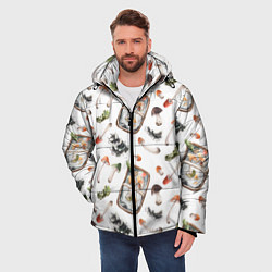 Куртка зимняя мужская Узор Грибы и Корзины, цвет: 3D-красный — фото 2
