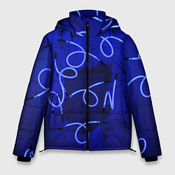 Куртка зимняя мужская Неоновые закрученные фонари - Синий, цвет: 3D-черный