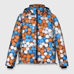 Куртка зимняя мужская Глянцевые Разноцветные Шарики, цвет: 3D-красный